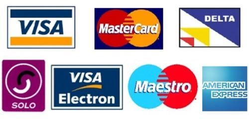 We accept all major european Credit and Debit Cards