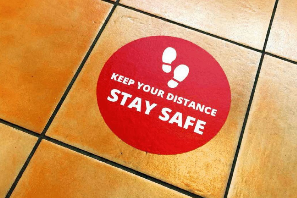 Social distancing floor sticker