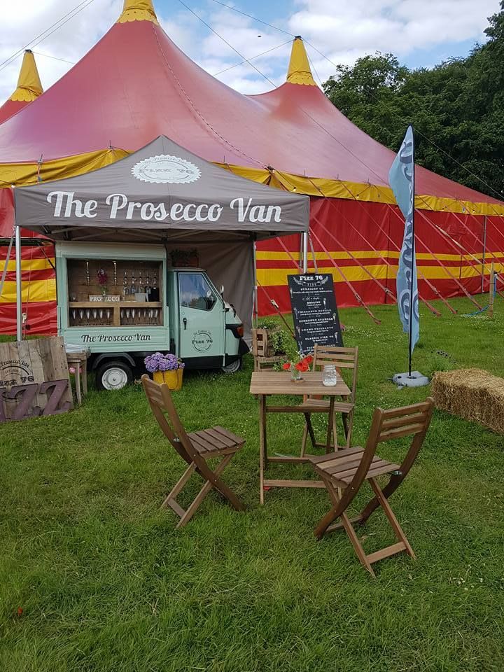 A printed gazebo for a prosecco van