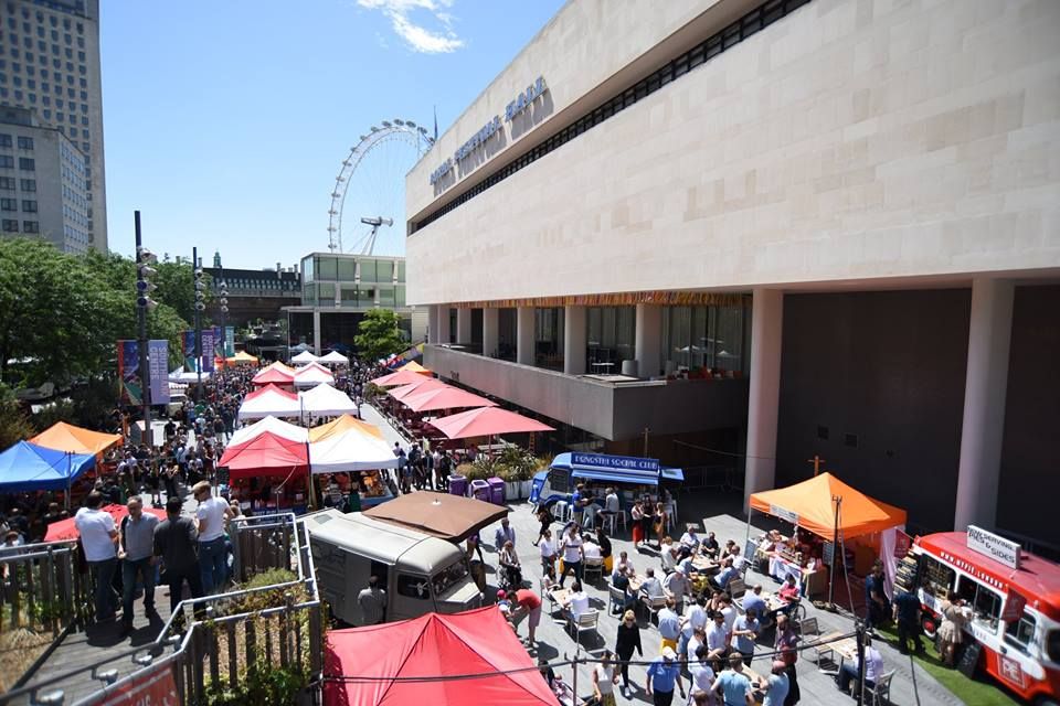 Southbank market with multiple gala shade gazebos placed around the street