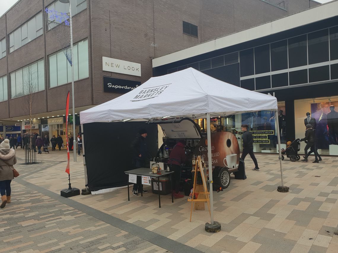 Custom printed market gazebo for Barnsley Market