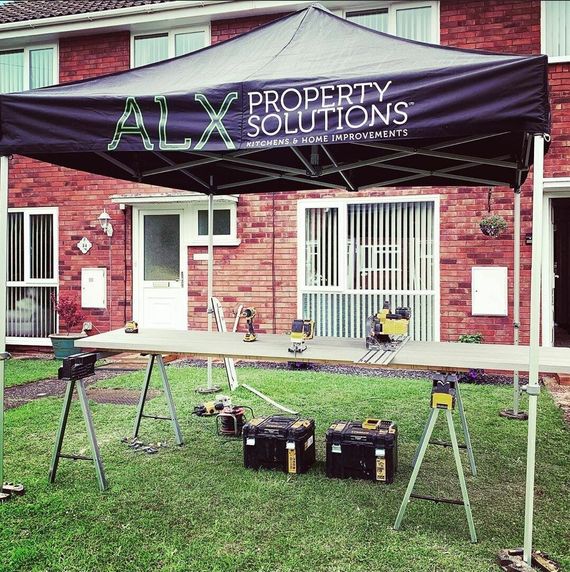 heavy duty work gazebo in a garden