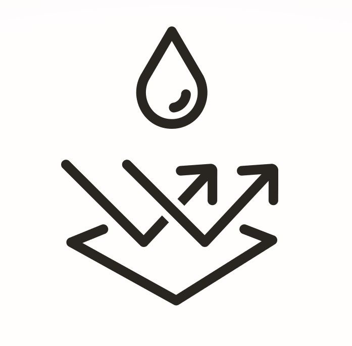 A black vector icon to denote water bouncing from a surface