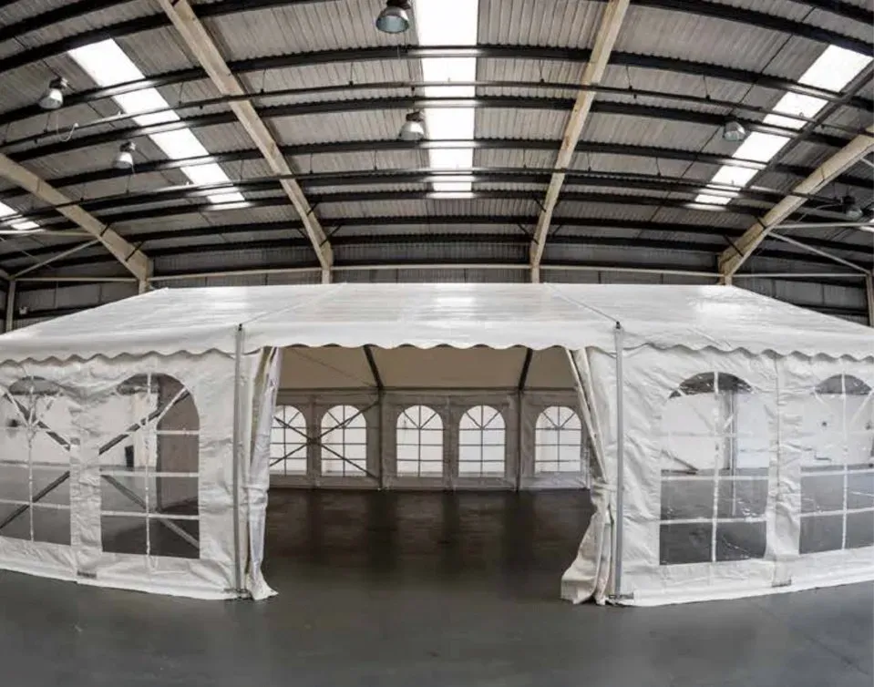 A large storage marquee in a warehouse