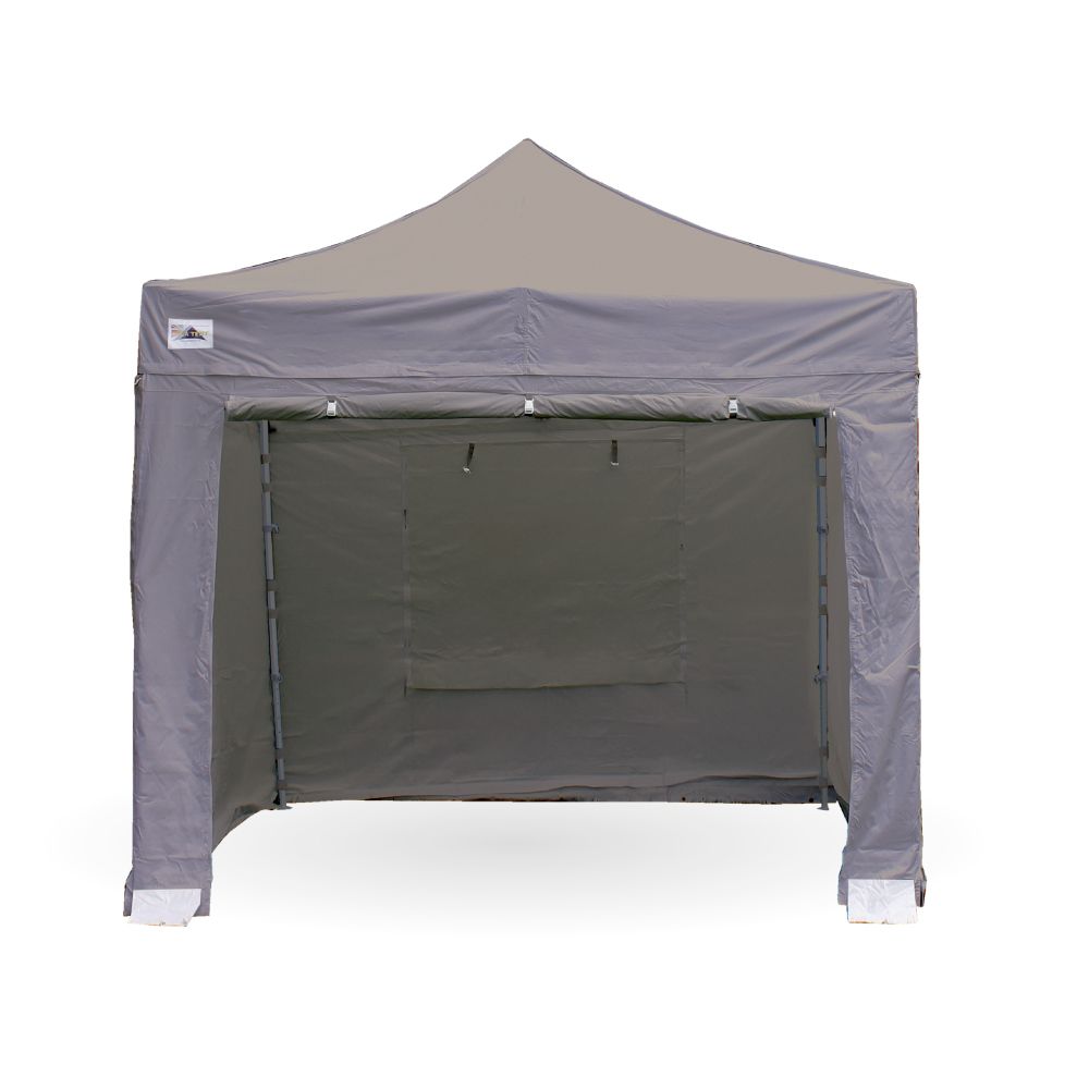 compact grey gazebo with sides