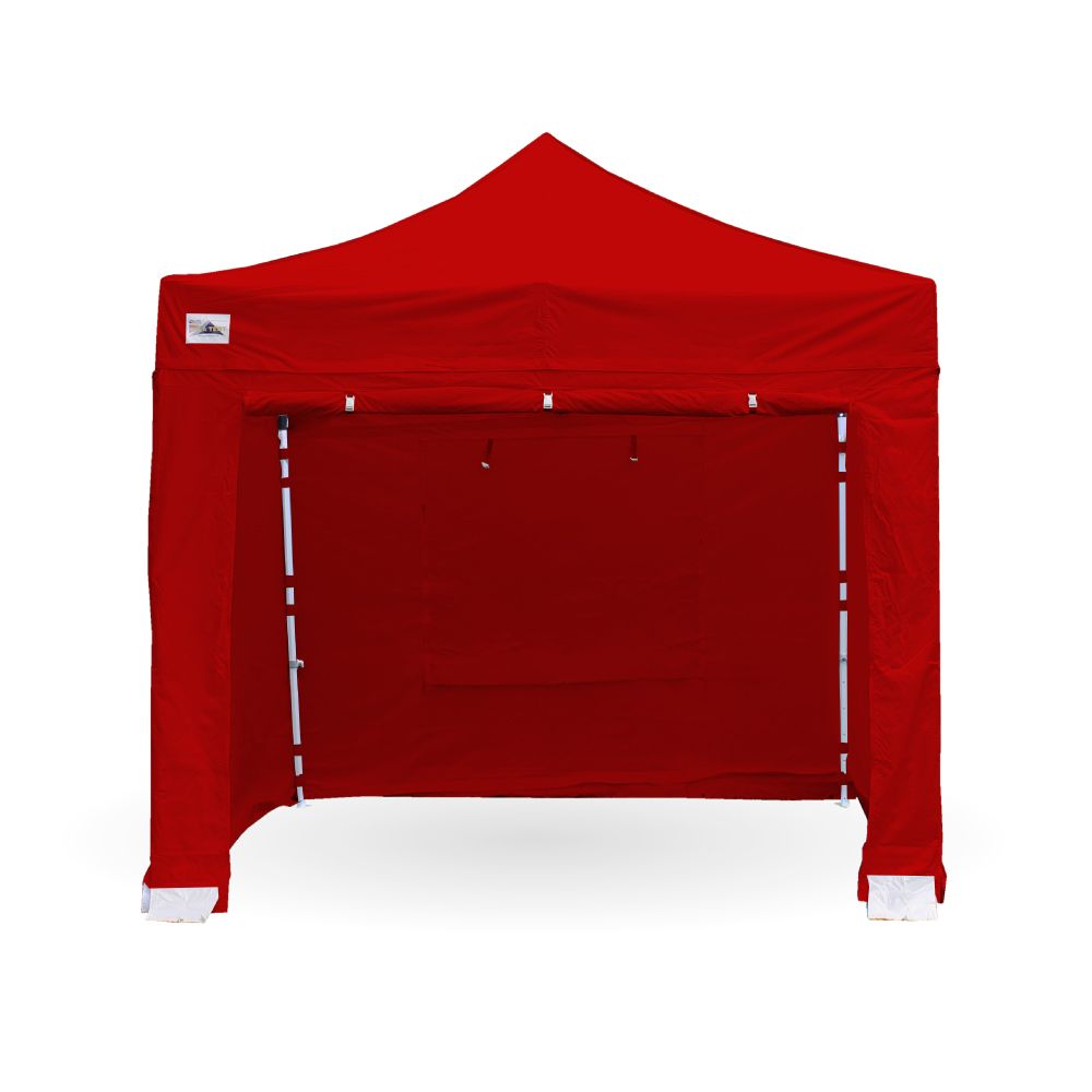 red gazebo with sides