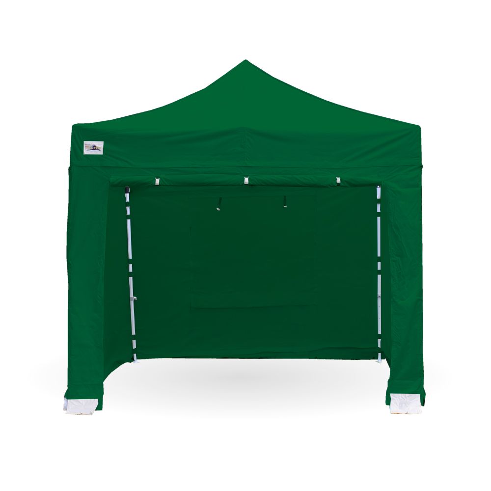 green gazebo with sides