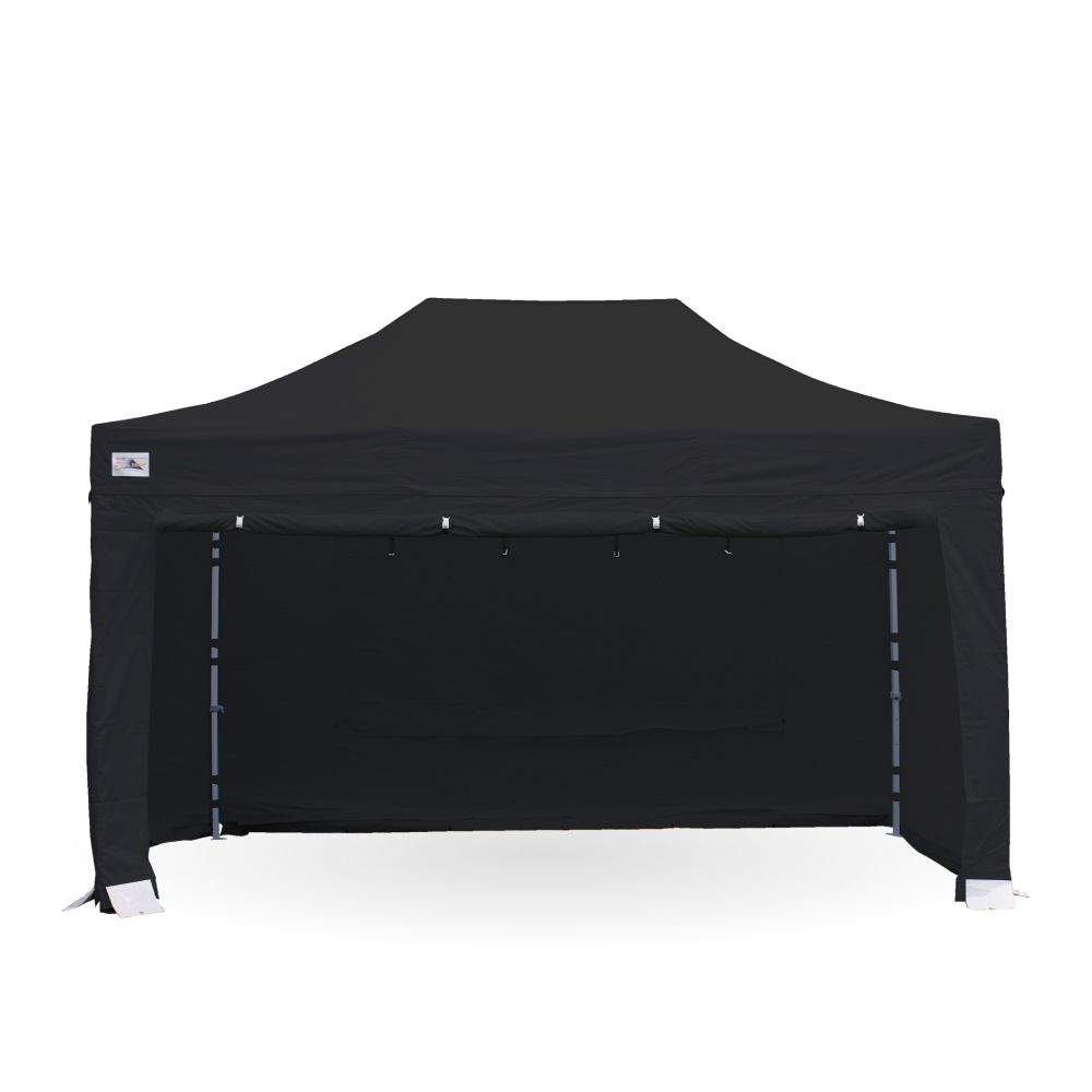 black gazebo with sides