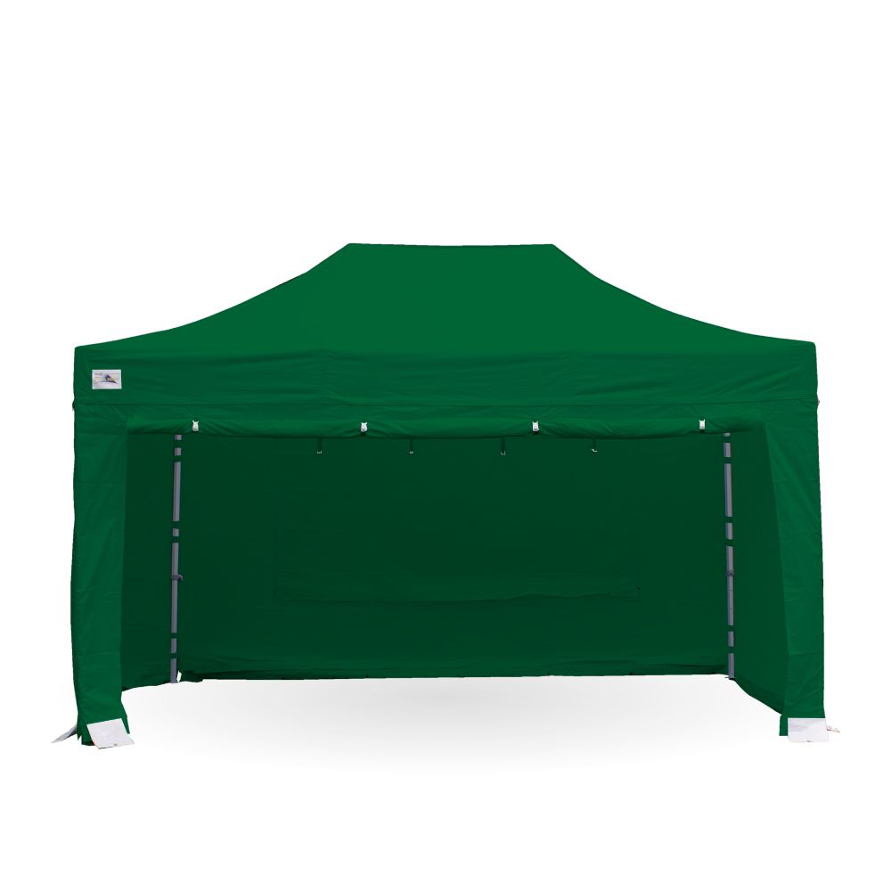 green gazebo with sides