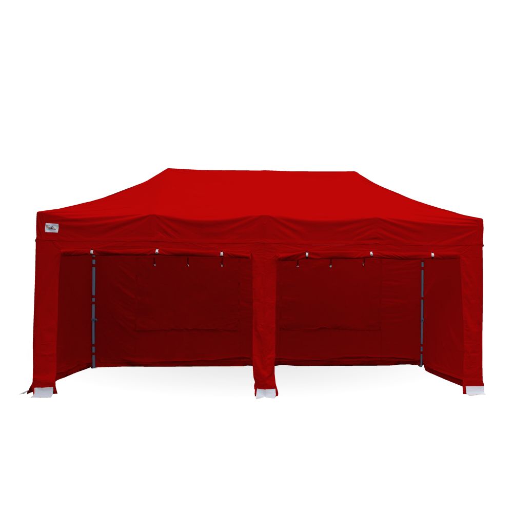 red gazebo with sides