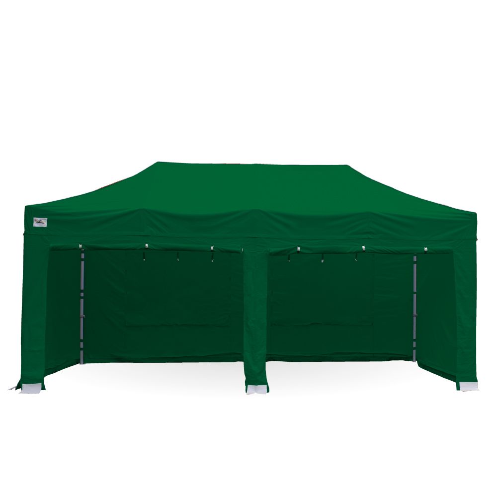 green gazebo with sides