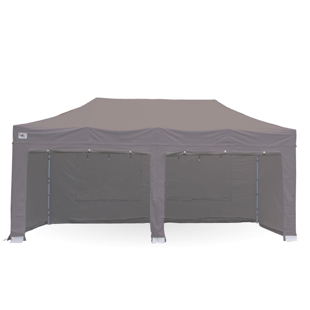 taupe gazebo with sides