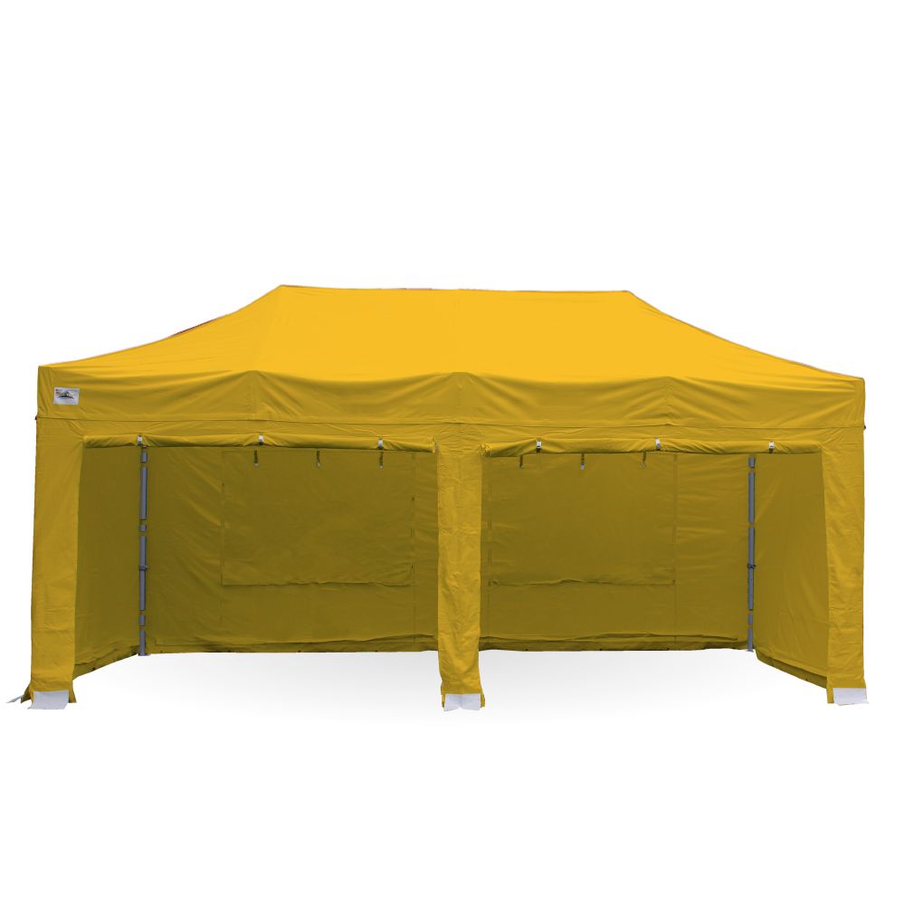 yellow gazebo with sides