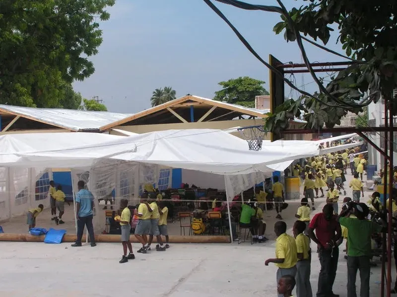 Marquees in Haiti being used to cover survivors