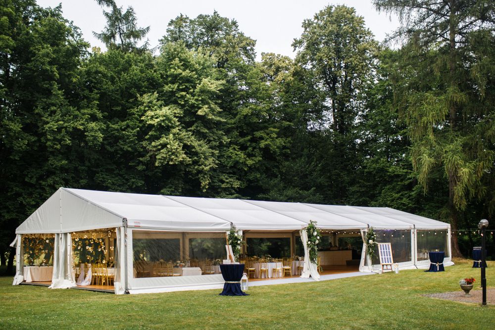 Large event marquee with clear sidewalls