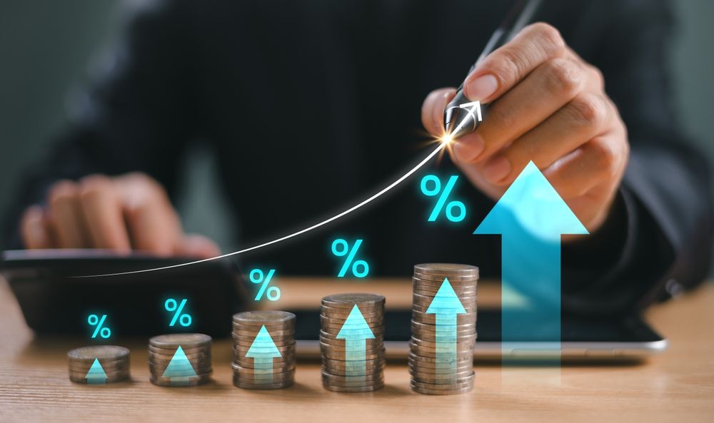 visual representation of business growth and profits with coins