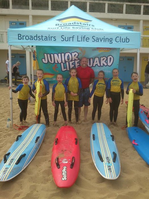 printed sports gazebo at a surf school on a beach in Broadstairs