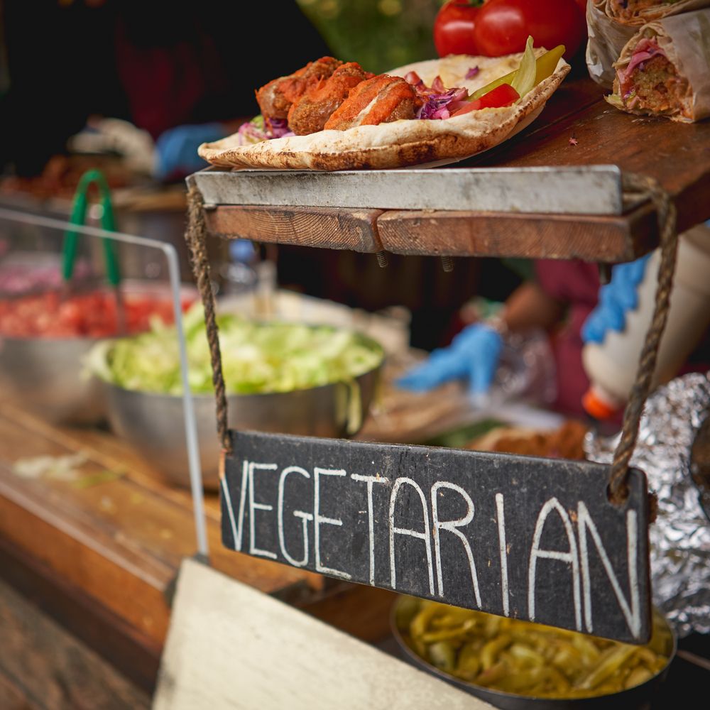 A vegan and vegetarian street food falafel stand