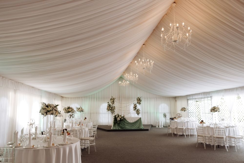 A dressed marquee for a wedding party event