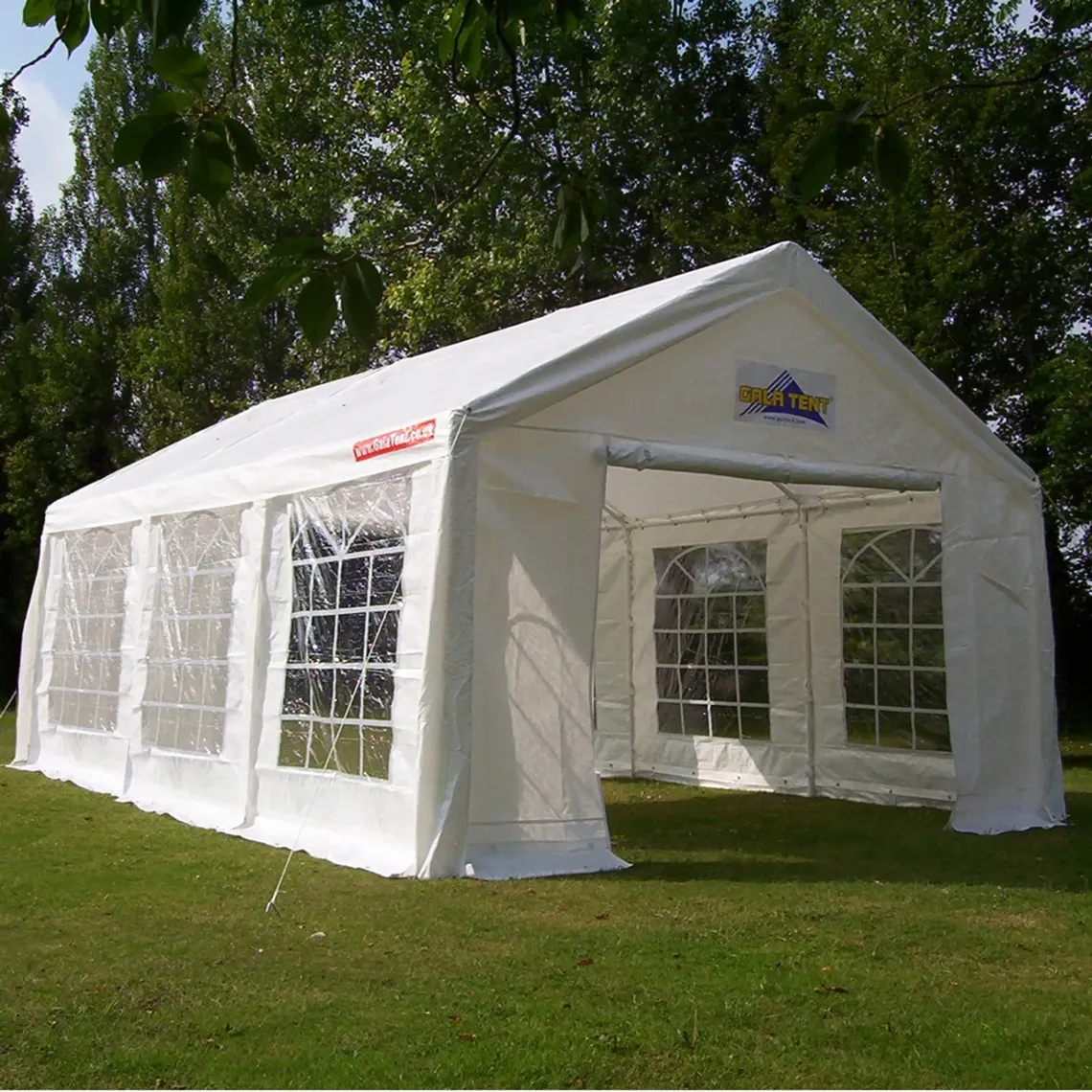 A 4m x 6m PE marquee in a garden